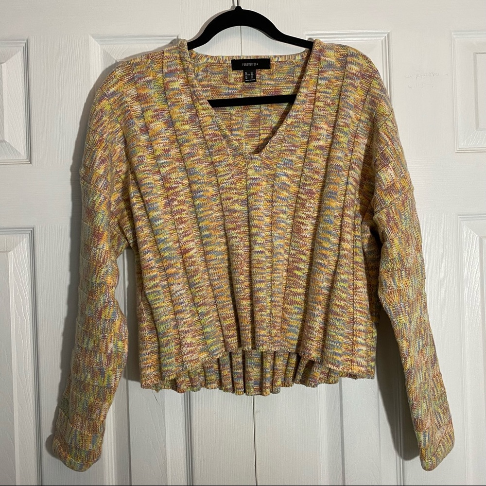 Forever 21 Plus Long Sleeve Cropped Sweater in Multi Color Knit - Picture 4 of 8